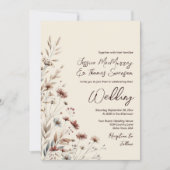 Invitation Boho Wildflowers & Photo Modern QR Code Wedding (Devant)