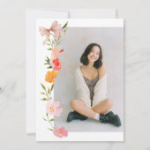 Invitation Boho Wildflowers Pink Coquette Bow Photo Sweet 16 (Dos)