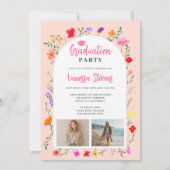 Invitation Boho wildflowers Pink Garden photos graduation (Dos)