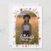 Invitation Boho wildflowers Spring Garden photos graduation (Devant)