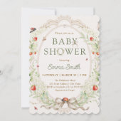 Invitation Boho Wildflowers Strawberry Baby Shower (Devant)