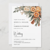 Invitation Boho Winter agrumes cannelle orange Mariage (Devant)