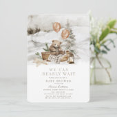 Invitation Boho Winter Bear Bearly Wait Baby shower de vacanc (Debout devant)