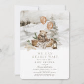 Invitation Boho Winter Bear Bearly Wait Baby shower de vacanc (Devant)