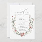 Invitation Boho Winter Greenery Red Floral 100e anniversaire (Devant)