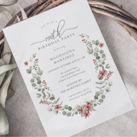 Boho Winter Greenery Red Floral 100e anniversaire