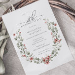 Invitation Boho Winter Greenery Red Floral 30e anniversaire<br><div class="desc">Aquarelle vert sauge moderne Le cadre botanique boho est agrémenté de petites fleurs de poinsettia et de baies rouges.</div>