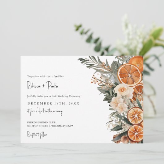 Invitation Boho Winter Wedding Qr code RSVP horizontal (Debout devant)