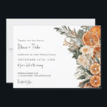 Invitation Boho Winter Wedding Qr code RSVP horizontal<br><div class="desc">Carte Faire-part de mariage moderne Boho avec oranges secs et cannelle.</div>