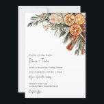 Invitation Boho Winter Wedding Qr code RSVP tout en un<br><div class="desc">Carte Faire-part de mariage moderne Boho avec oranges secs et cannelle.</div>
