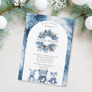 Invitation Boho Winter Woodland Forest Animaux Baby shower