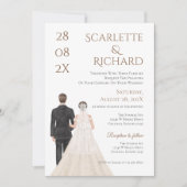 Invitation Boho with bride and groom wedding (Devant)