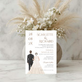 Invitation Boho with bride and groom wedding