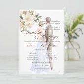 Invitation Boho with bride and groom wedding (Debout devant)