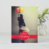 Invitation Boho Woman in Casquette Balloons 21e fête d'annive (Debout devant)