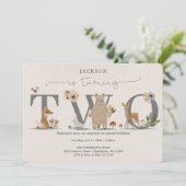Invitation Boho Woodland 2nd Birthday Invite Second Birthday (Debout devant)
