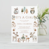 Invitation Boho Woodland Animals C'est un Baby shower de fill (Debout devant)