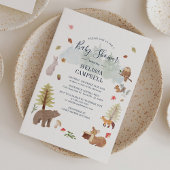 Invitation Boho Woodland Animaux Baby shower d'automne