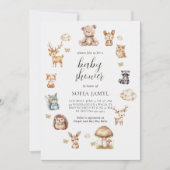 Invitation Boho Woodland Animaux Baby showers mignons (Devant)
