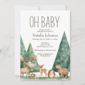 Invitation Boho Woodland Animaux Oh Baby shower (Devant)