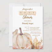 Invitation Boho Woodland Automne Citrouille Baby shower fille (Devant)