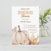 Invitation Boho Woodland Automne Citrouille Baby shower fille (Debout devant)
