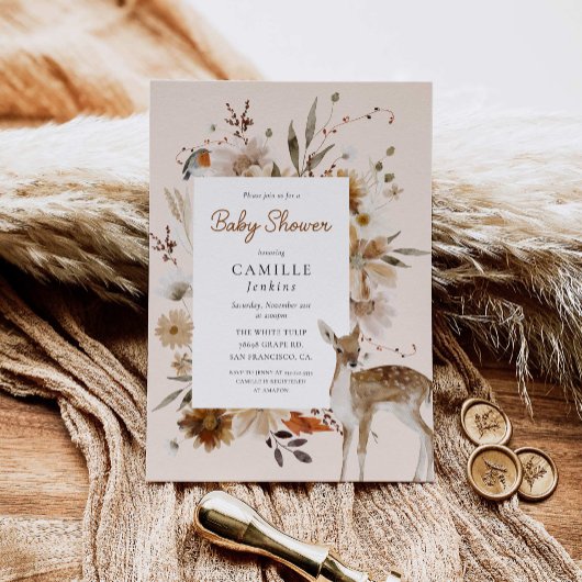 Invitation Boho Woodland Baby shower neutre du genre