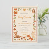 Invitation Boho Woodland Baby Shower | Rustic Forest Animals (Debout devant)