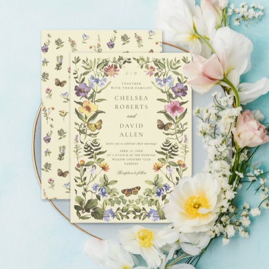 Invitation Boho Woodland Boho Vintage Fleur sauvage Mariage