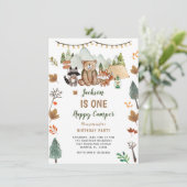 Invitation Boho Woodland Camper Premier anniversaire (Debout devant)