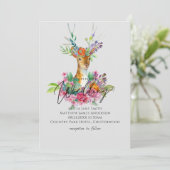Invitation Boho Woodland Deer Floral Budget de mariage invite (Debout devant)