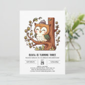 Invitation Boho Woodland Digital Owthday (Debout devant)