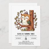 Invitation Boho Woodland Digital Owthday (Devant / Derrière)