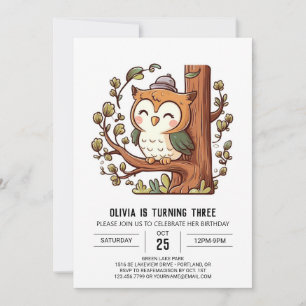 Invitation Boho Woodland Digital Owthday