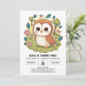 Invitation Boho Woodland Digital Owthday (Debout devant)