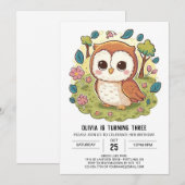 Invitation Boho Woodland Digital Owthday (Devant / Derrière)
