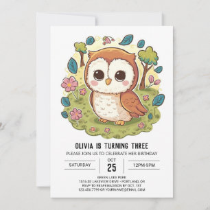 Invitation Boho Woodland Digital Owthday