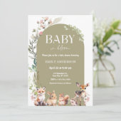 Invitation Boho Woodland Forest Animals Baby Shower (Debout devant)