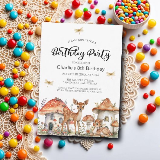 Invitation Boho Woodland Forest Animaux 8e anniversaire