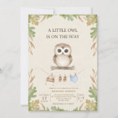 Invitation boho woodland owl greenery baby shower (Devant)