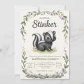 Invitation boho woodland Stinker greenery baby shower (Devant)
