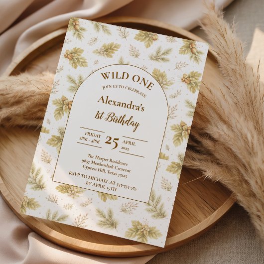 Invitation Boho Woodland Wild One Anniversaire