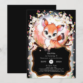 Invitation Boho Woods Fawn Anniversaire (Devant / Derrière)