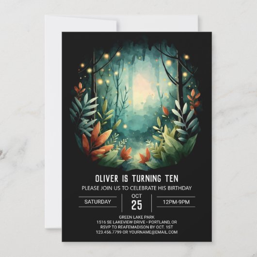 Invitation Boho Woods Printable Woodland Anniversaire (Devant)