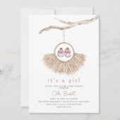 Invitation Boho Wreath Baby Girl Blush Tan Baby shower (Devant)