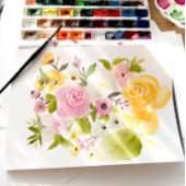 Invitation Boho Yellow arc rose floral chic douche nuptiale