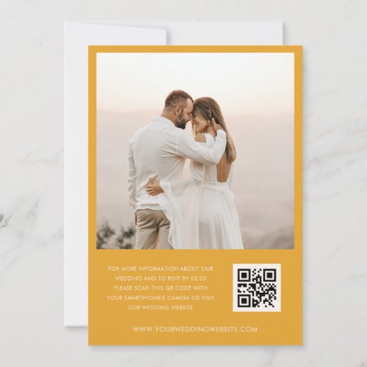 Invitation Boho Yellow Daisy Hippie QR Code Photo Mariage (Dos)