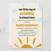 Invitation Boho Yellow Little Ray Of Sunshine Baby Shower (Devant)