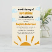 Invitation Boho Yellow Little Ray Of Sunshine Baby Shower (Debout devant)