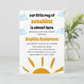 Invitation Boho Yellow Little Ray Of Sunshine Baby Shower (Debout devant)